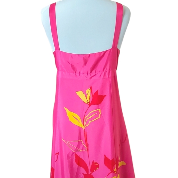 Debut Pink Floral Maxi Dress Size 16 Empire Line Yellow Red Print Pattern Lined. - Picture 7 of 10